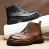 New Martin boots men's genuine leather men's boots British retro high-top leather shoes breathable platform boots