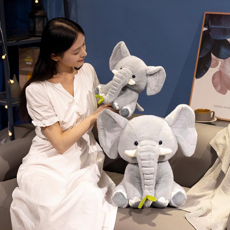 25/40cm Cute Sitting Elephant Plush Toy Lovely Pink Grey Elephant Plushies Stuffed Animal Doll Gifts