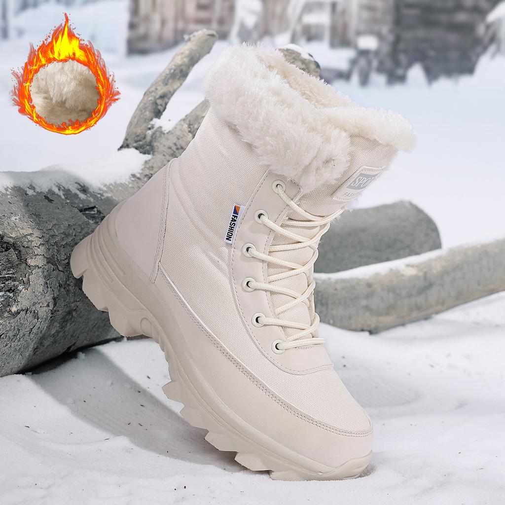 New Warm Plush Women's Snow Boots Fashion Outdoor Women Boots Platform Anti-Slip Hiking Boots Waterproof Winter Warm Ankle Boots