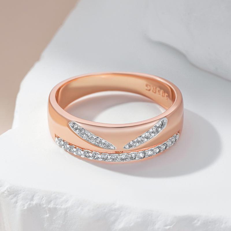 Luxury Shiny Natural Zircon Bridal Wedding Rings  Rose Gold  Color Mix Design Daily Fine Ethnic Jewelry For Women