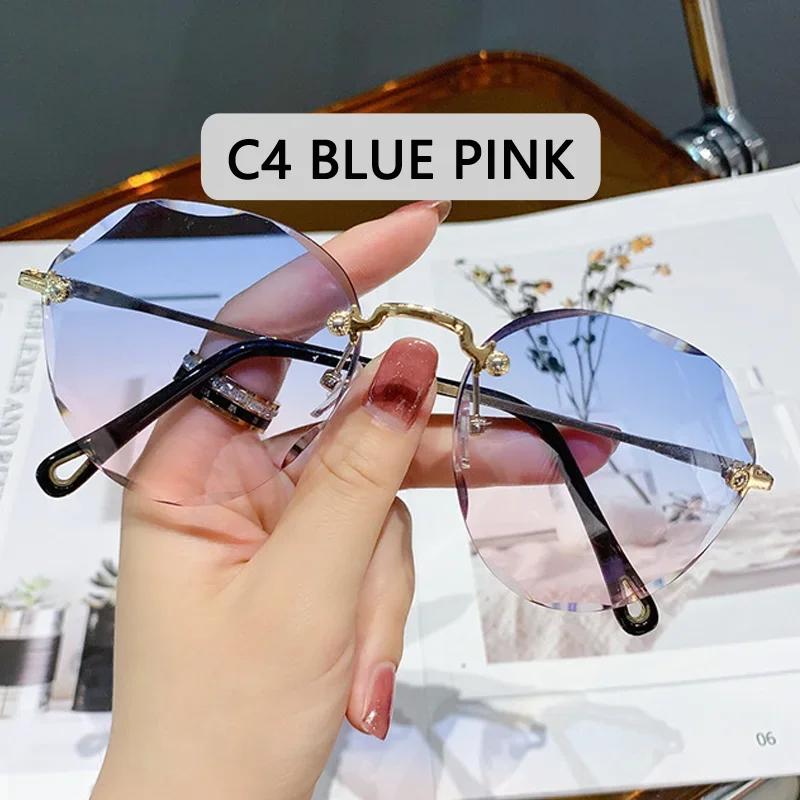 

Classic Rimless Round Sun Glasses for Women s Sexy Gradient Oversized Sun Eyeglasses Female Vintage Style Outdoor Big Glasses Frame UV400 Protection