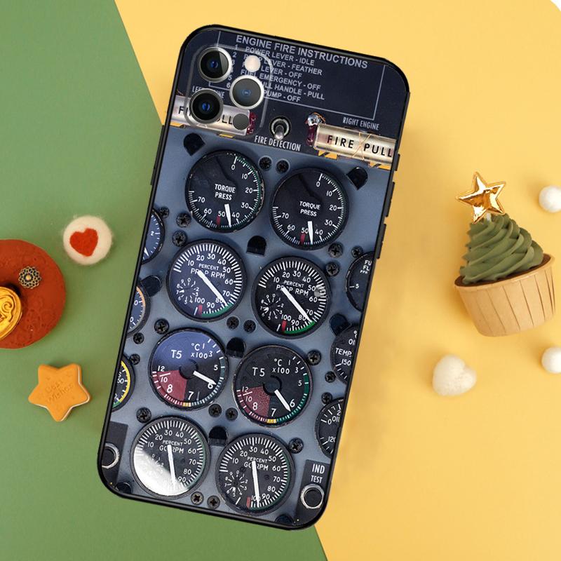 Aircraft Cockpit Dashboard Phone Case For iPhone 14 16 15 12 11 13 Pro Max X XR XS Max 7 8 Plus 12 13 Mini Cover Coque