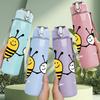 1PC Bee Ladybug Couple Print 750ml Color Plastic Sports Water Bottle Leakproof Flip Straw Lid Suitable for Sports Office Home Use