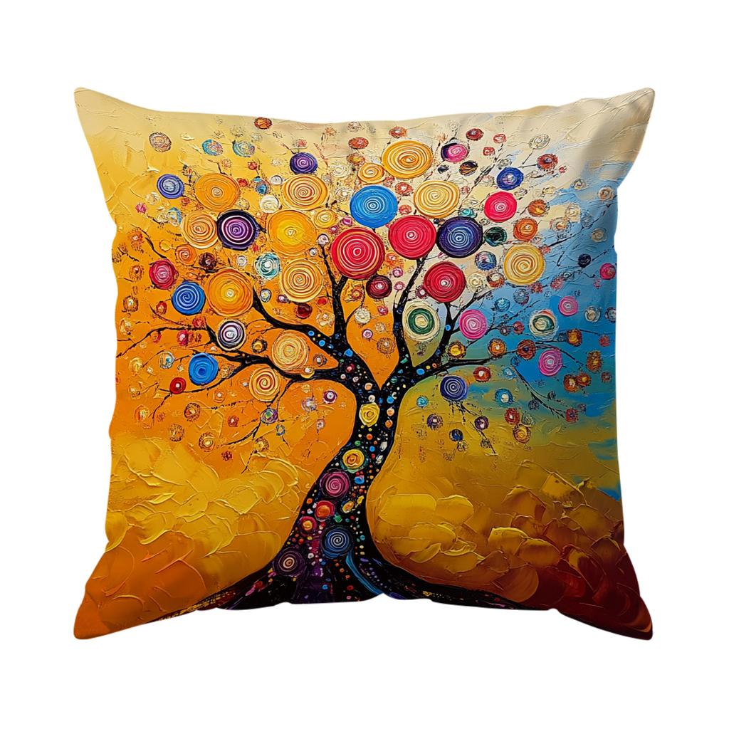 Retro Tree Of Life Cushion Pillowcase Printed Polyester 45X45Cm Throw Pillowcover Decorative Sofa Cushion Pillowslip Home Decor