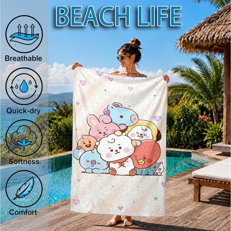 K-pop cartoon Friends Beach Towel, Microfiber Beach Towel, Perfect For Pool, Beach, Travel, Home Decor Beach Party Fan gifts