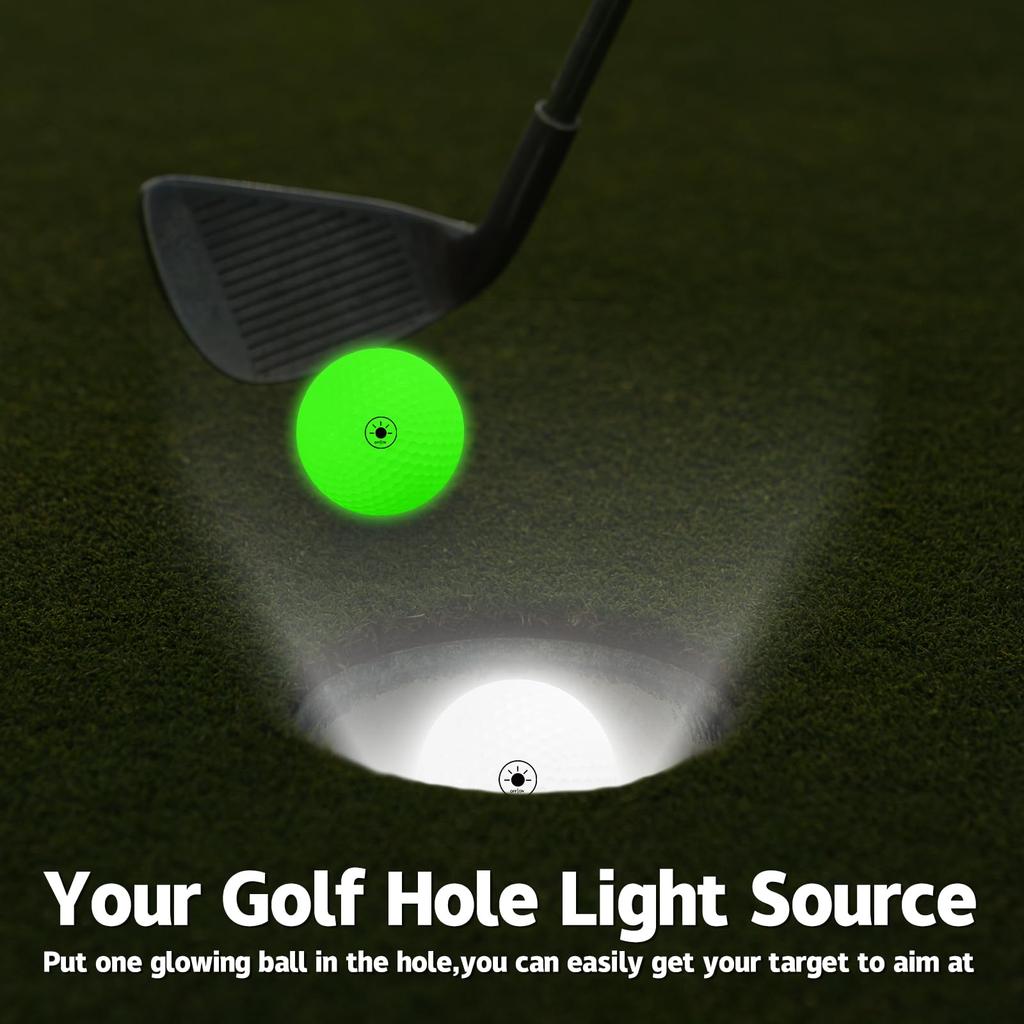 THIODOON Light Up Golf 7 for Night Pack of 6 Balls, Colors, Golf,