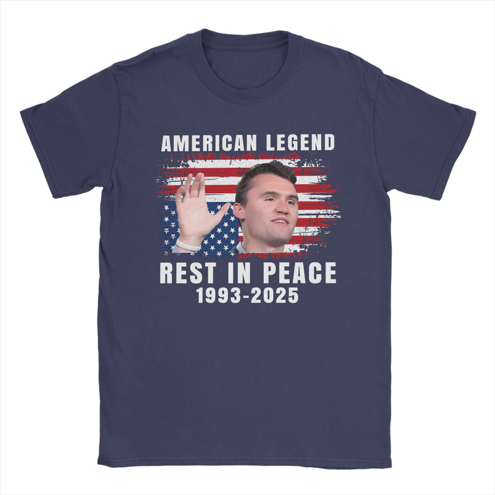 

Fashion Rest In Peace Charlie Kirk American Flag TShirts for Men Round Collar Cotton T Shirts Short Sleeve Tee Shirt Adult Tops 4XL