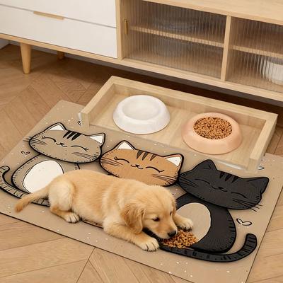 Non-slip Cat Feeding Mat Cartoon Dog Food Bowl Mat Quick Absorbent Pet Placemat  for Pet Shop