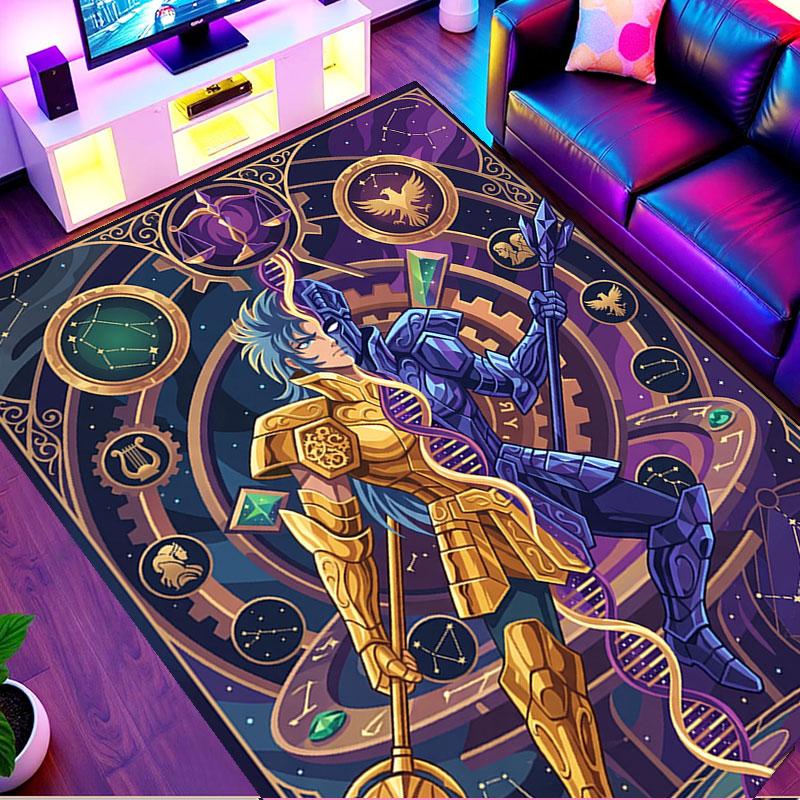 Saint Seiya Print Rug, Washable Floor Carpet, For Entryway Dorm Laundry Room Office Study, Home Decor Birthday Christmas Gift
