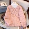 Winter New Style, Loose Fit, Plus Size, Lightweight Down Cotton Jacket, Warm Jacket, Outerwear, Diamond Grid Cotton Jacket