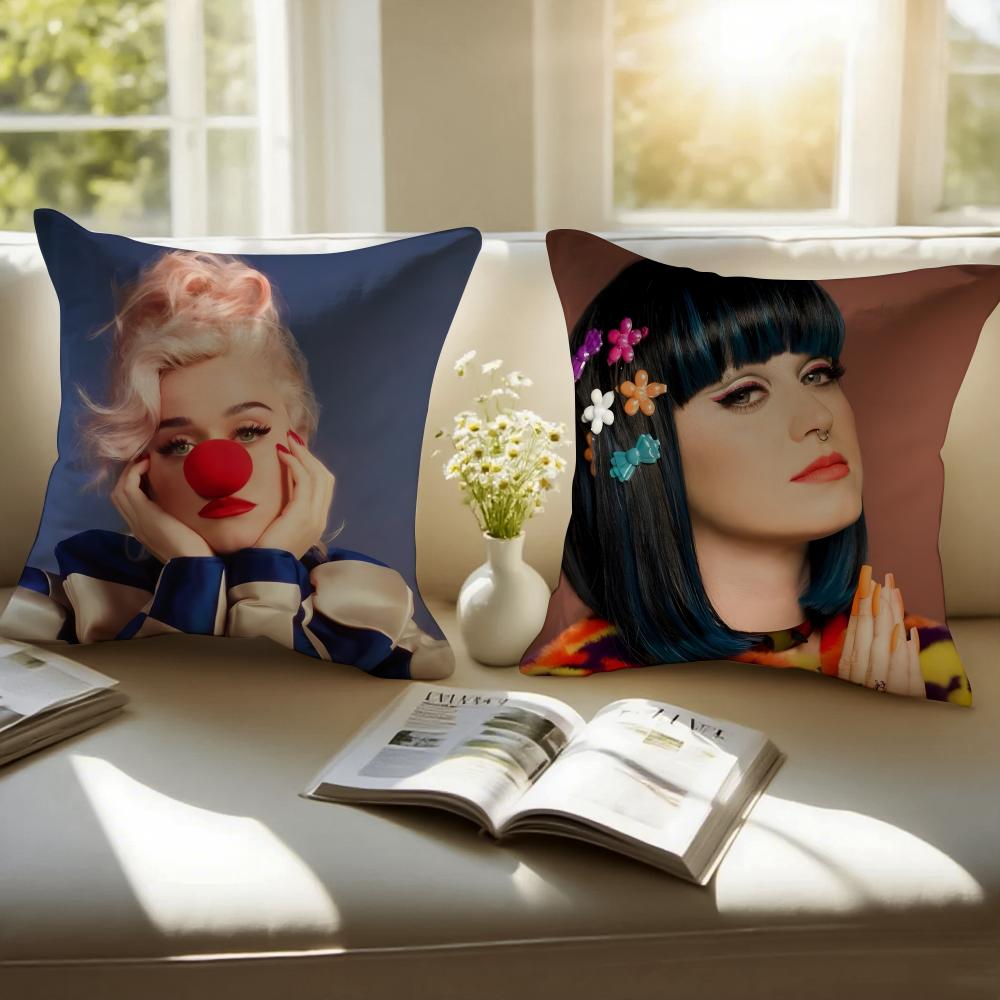 Colorful Popsavvy Singer KKaty Perry Cushion Cover Pillowcase Antidustmite Invisible Zipper Short Plush Sofa Cushion
