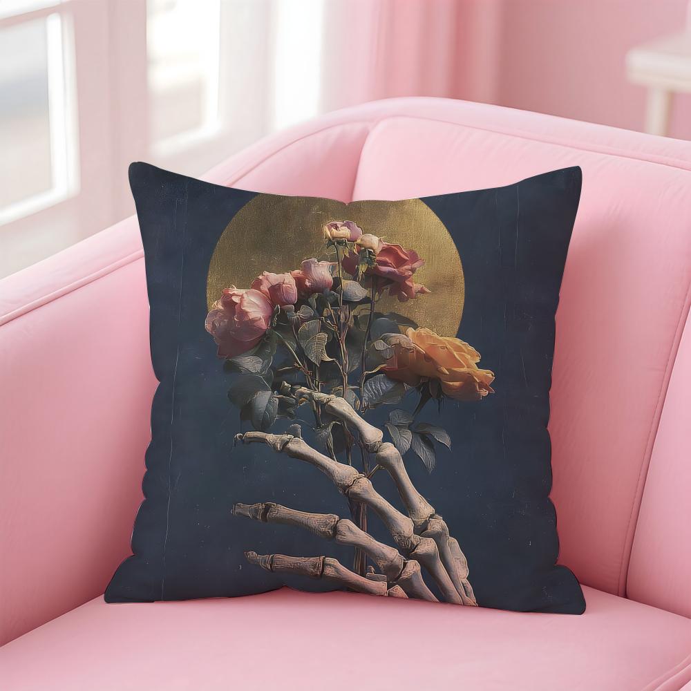 Gothic Skull Gothic Creepy Bloodcurdling Cushion Cover Pillow Case Soft Skin Friendly Fabric Concealed Zipper