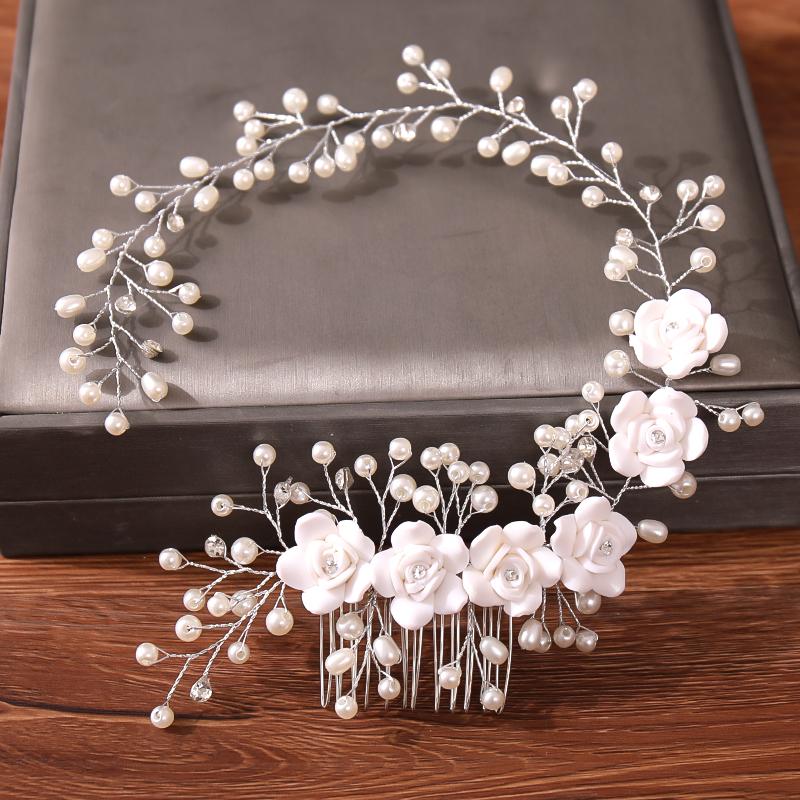 

Свадебные гребни для волос, свадебные аксессуары для волос для женщин, украшения для волос серебряного цвета с жемчугом и стразами, украшения на голову, женские аксессуары