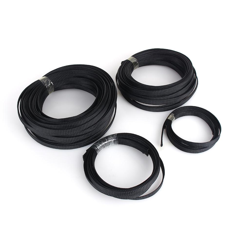Black 6mm Expandable Braided PET Sleeving Cable High Densely 10m