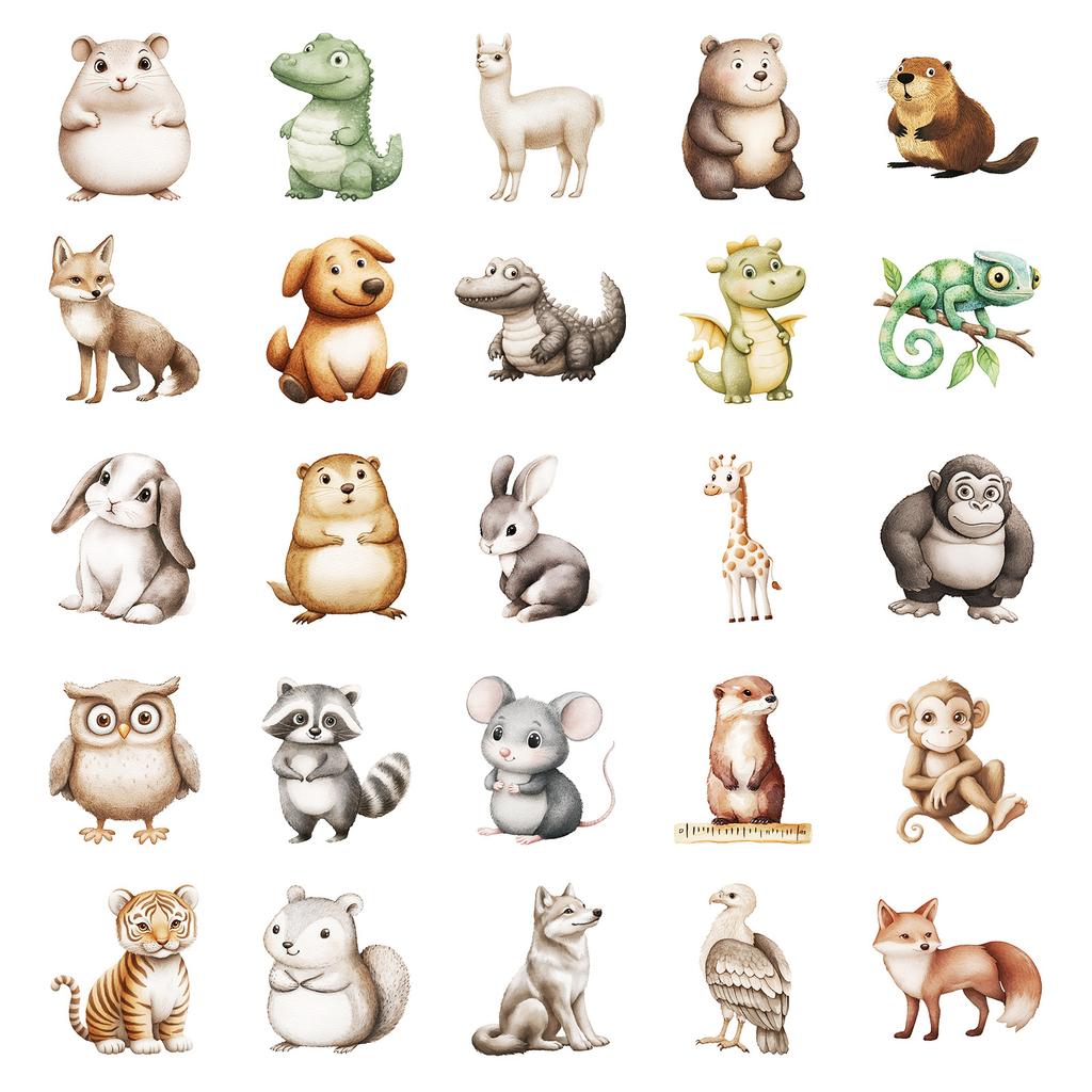 50 3D Small Animal Stickers Not Duplicate Koala Penguin Diy Laptop Decorative Diy Stickers