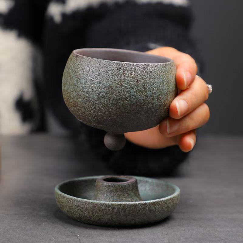 Keqi Retro Handcrafted Ceramic Coffee Cup & Saucer Set for Home & Office Tea