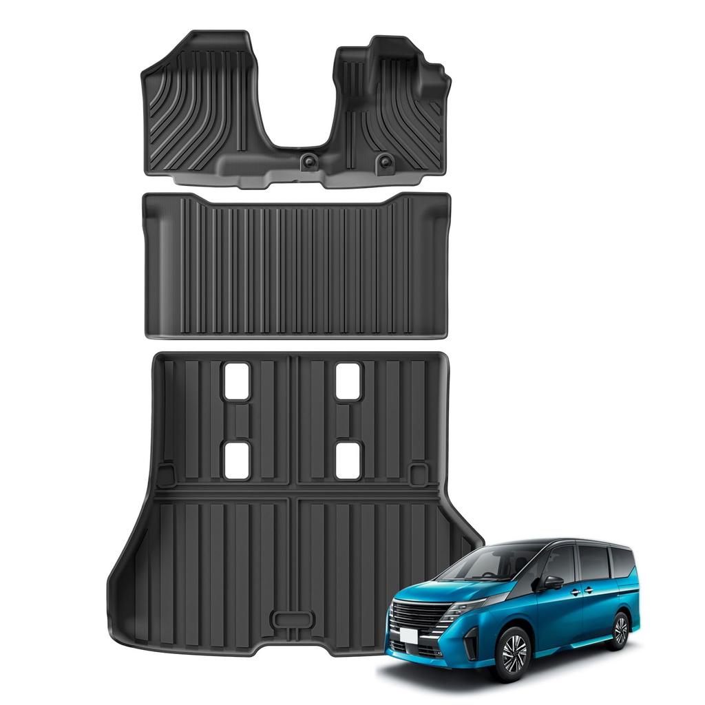 LUCKEASY 3D Floor Mats and Luggage Mats for Nissan New Serena C27 C27 HC27 August 2016 Trunk TPE Custom Easy Interior Custom Set E-POWER (Models