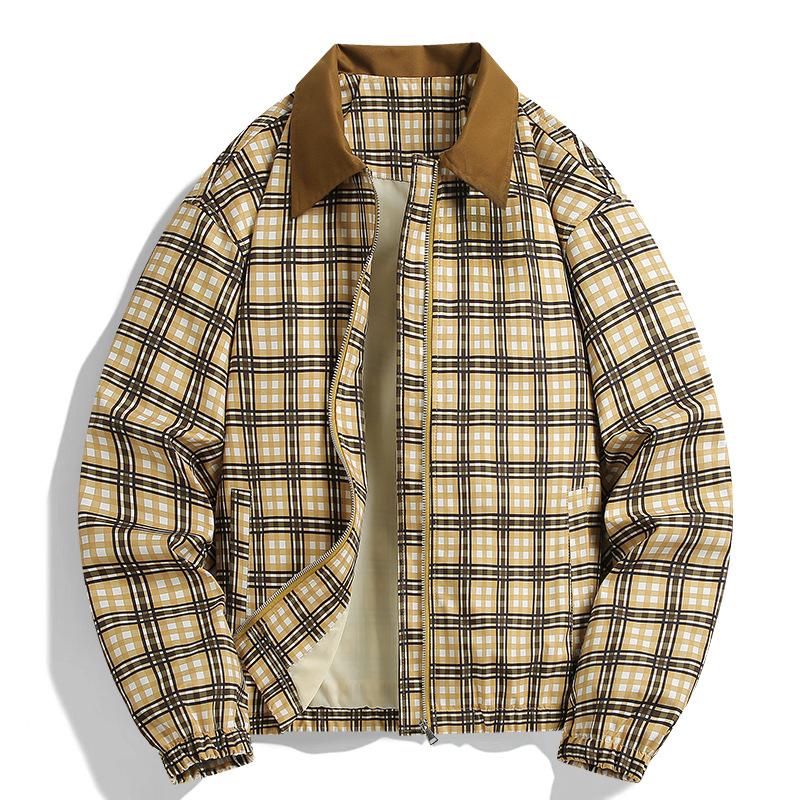 Vintage Jacket, Plaid Loose Top for Men
