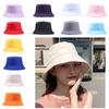 Hwcap Pure Cotton Solid Color Fisherman Hat With Embroidered Logo, Portable Bucket Hat For Sun Protection