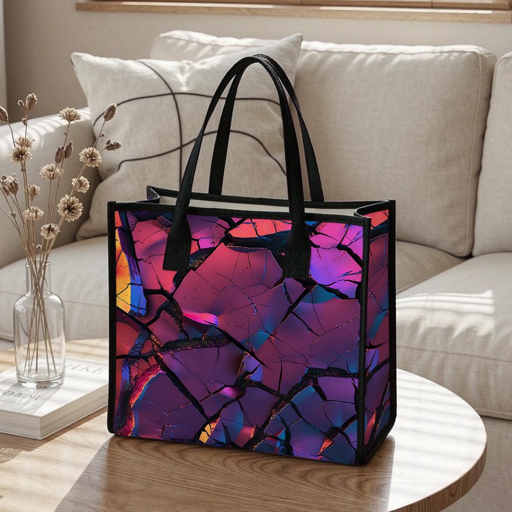 Iridescent Cracked Tote Bag Stylish Casual Shoulder Bag for Daily Use