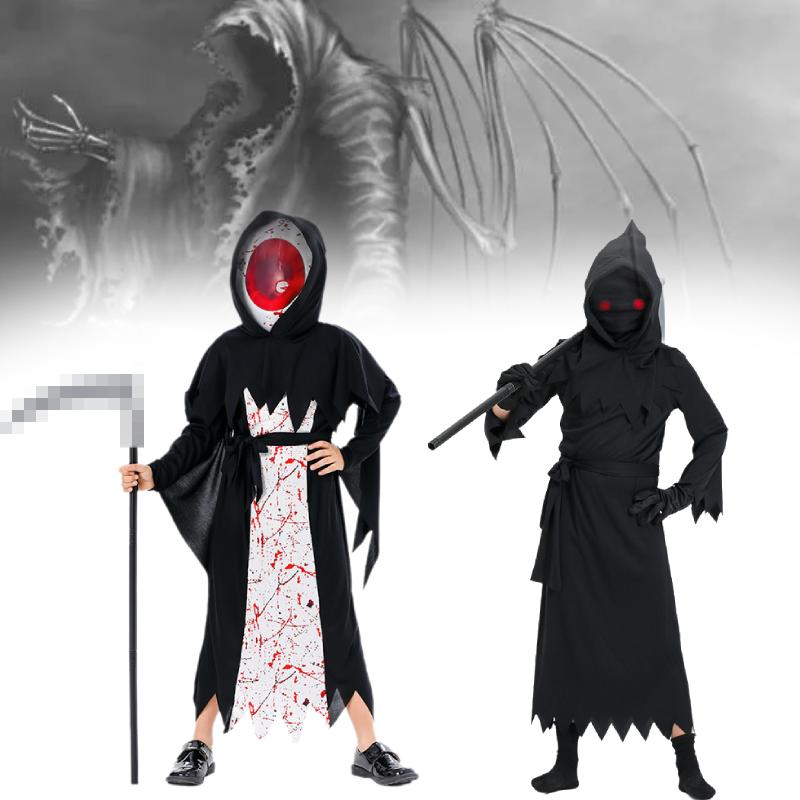 Grim Cosplay Reaper Costume Set Devil Death Performance Outfit Halloween Kids