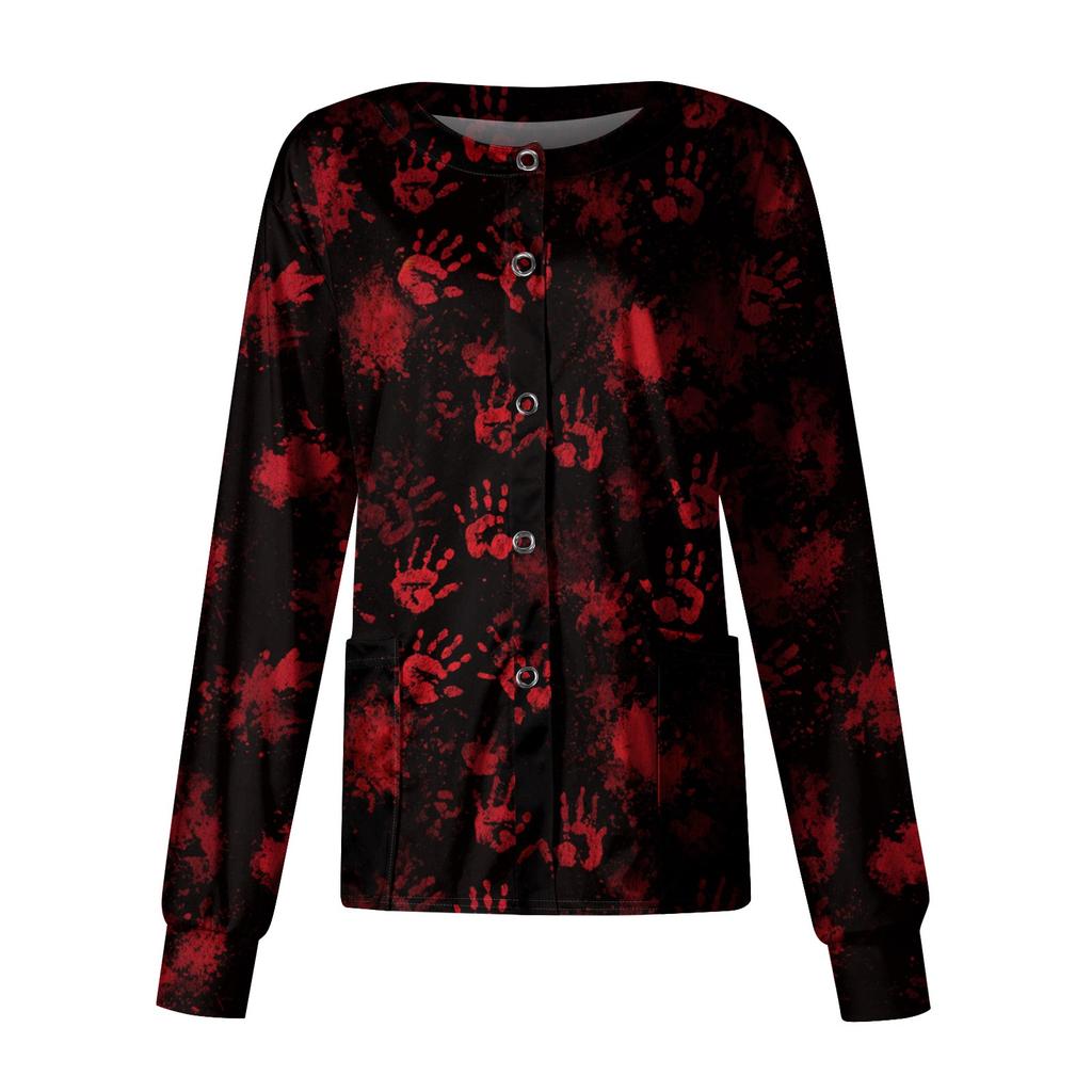 Women's Casual Long Sleeve Single Breasted  Printed Dry-nurse Top