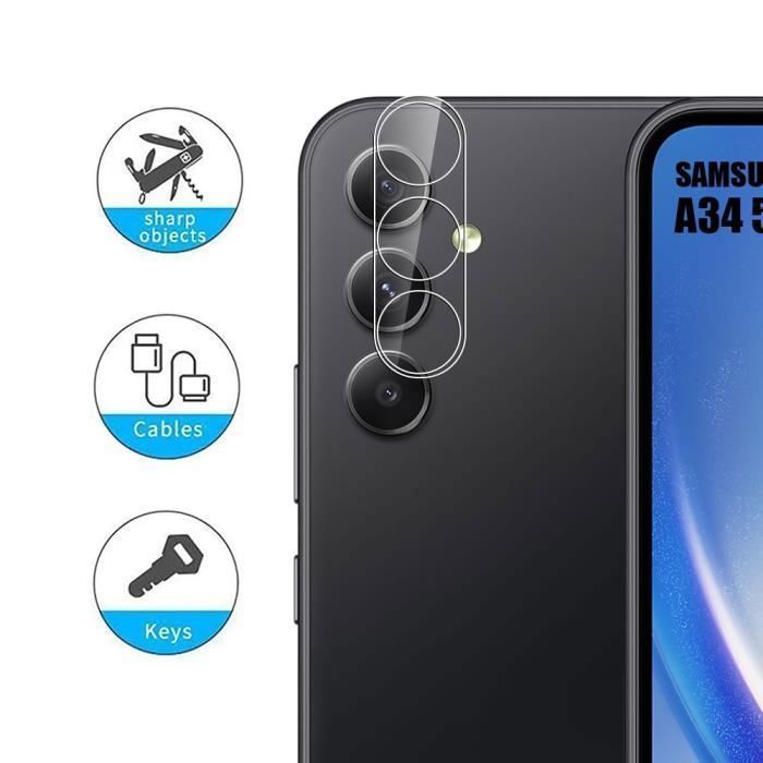 Protection Caméra en Verre Trempé - BOOLING - pour Samsung Galaxy A34 5G - Résistant aux rayures - Pack de 2