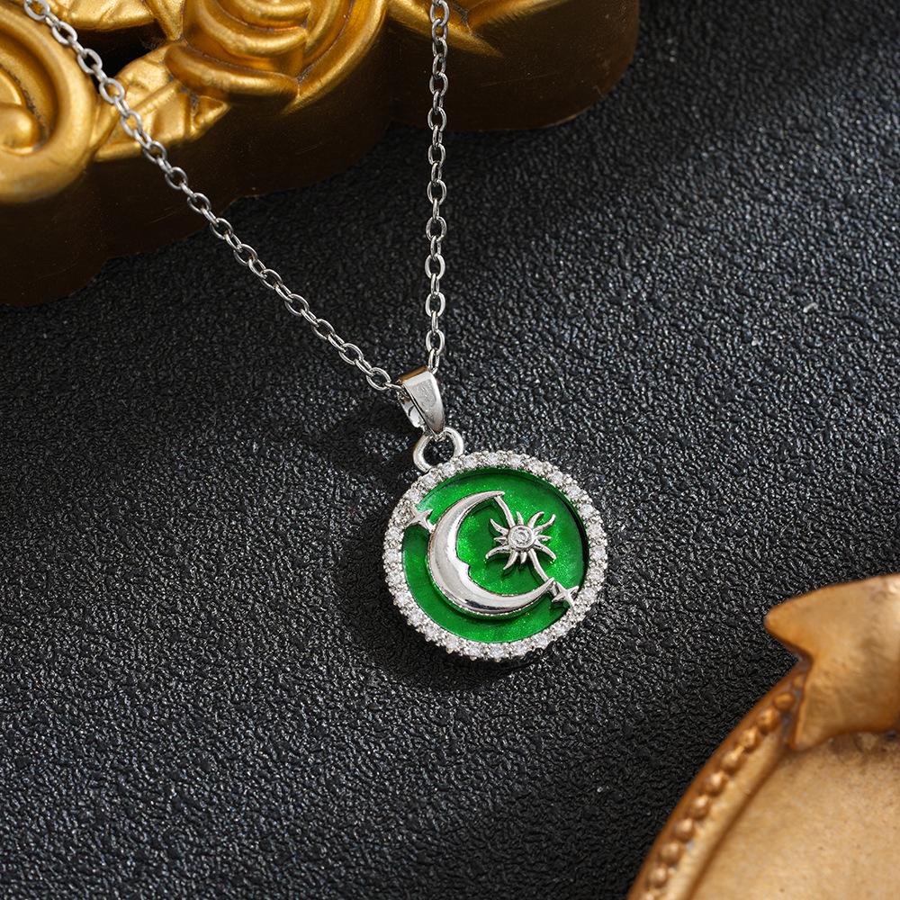 Titanium Steel Star and Moon Diamond Necklace for Women - Elegant Clavicle Chain