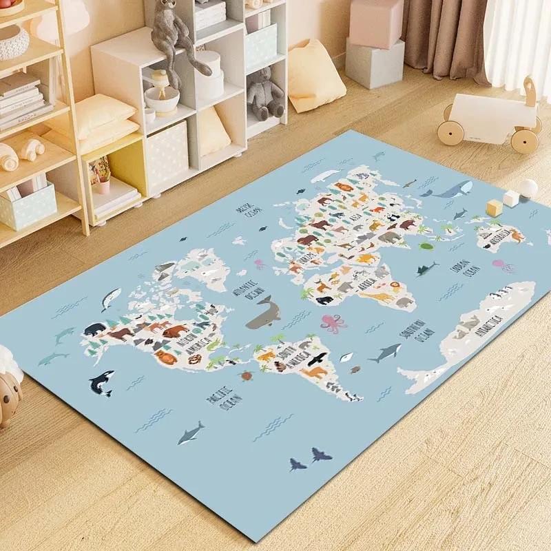 

Cartoon World Map Printing Carpet Rug for Home Living Room Bedroom Sofa Doormat Decor,kids Play Area Rug Non-slip Floor Mat Gift 40x60cm