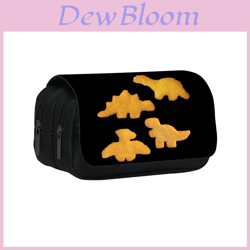 Dinosaur Chicken Nugget Double Layer Pencil Case With Nylon Material For Students And School Supplies