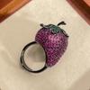 Anello Aperto Esagerato Gioielli Fragola Colore Oro Nero Tesoro Moda Stile Lusso Donna Sensazione Premium Consegna Lotti
