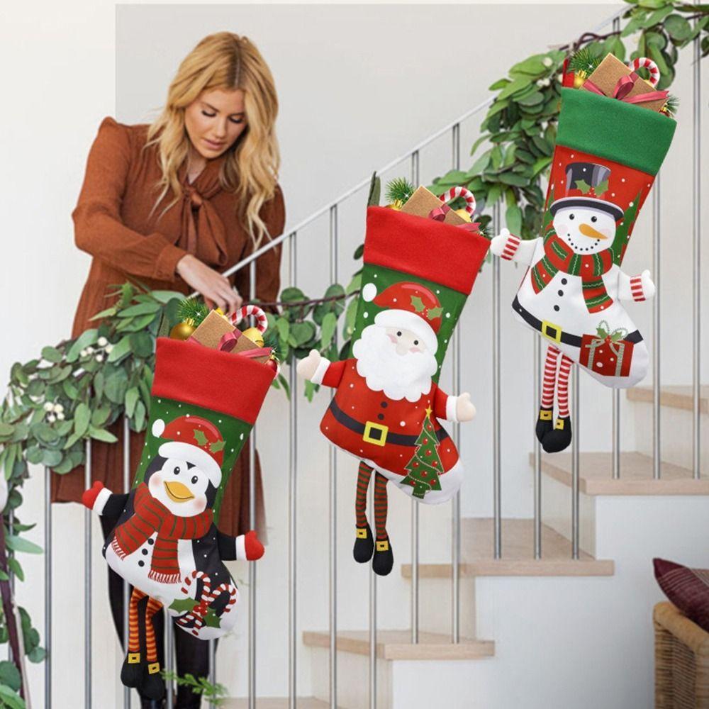 Snowman Christmas Gift Bags Santa Claus Xmas Candy Bag Gift Christmas Socks Pendant  Children