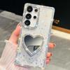 A37 Love Mirror Holder Suitable for Samsung S26Ultra Mobile Phone Case Flash Diamond S25 Flash Powder A56 Jacket
