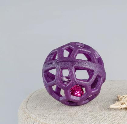 Durable Pet Dog Chew Ball Toy Hollow Design with Bell Inside for Interactive Play and Mental Stimulation Suitable for Small to Medium Dogs