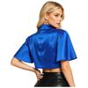 Women Satin Jacket Top Lapel Collar Flutter Sleeve Front Button Blouse Victorian Style for Casual Daily Party Wear