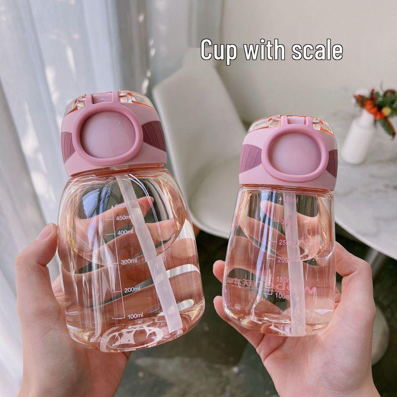 Tragbarer Sommer-Wasserbecher mit Strohhalm für Frauen und Kinder: Niedliches Design für Schüler, Schwangere und Erwachsene