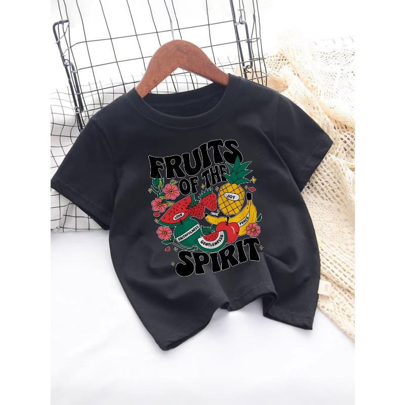 Europäische Größen Kinder Sommer Kurzarm T-Shirt, Cartoon Print Oberteil für Mädchen, Mit süßem Design, Geeignet für Ausflüge und den Alltag