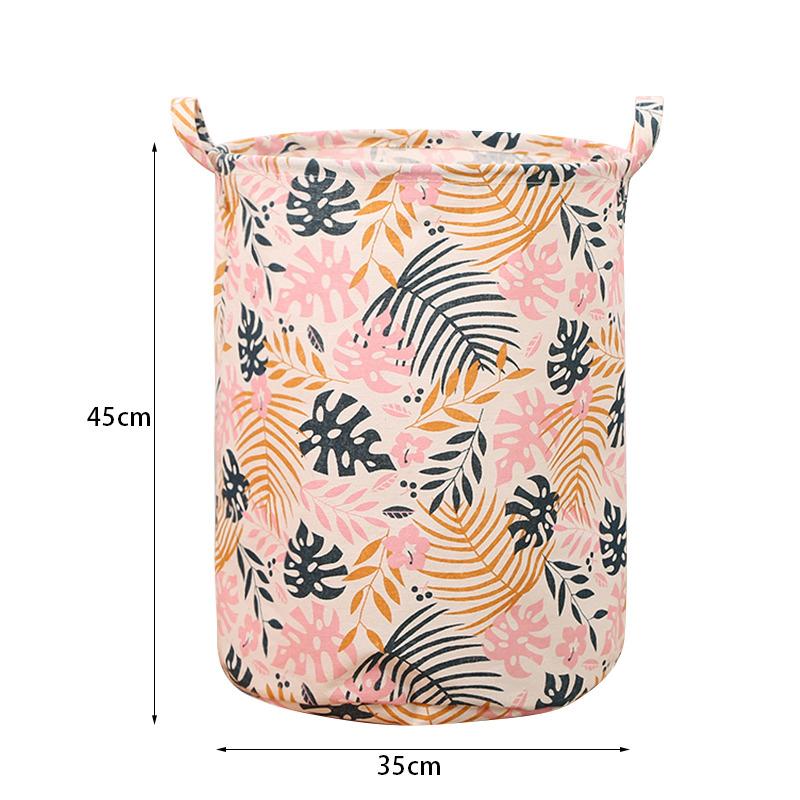 Cotton Linen Dirty Laundry Basket Foldable Round Waterproof Organizer Bucket Clothing Children Toy Large Capacity Storage Home