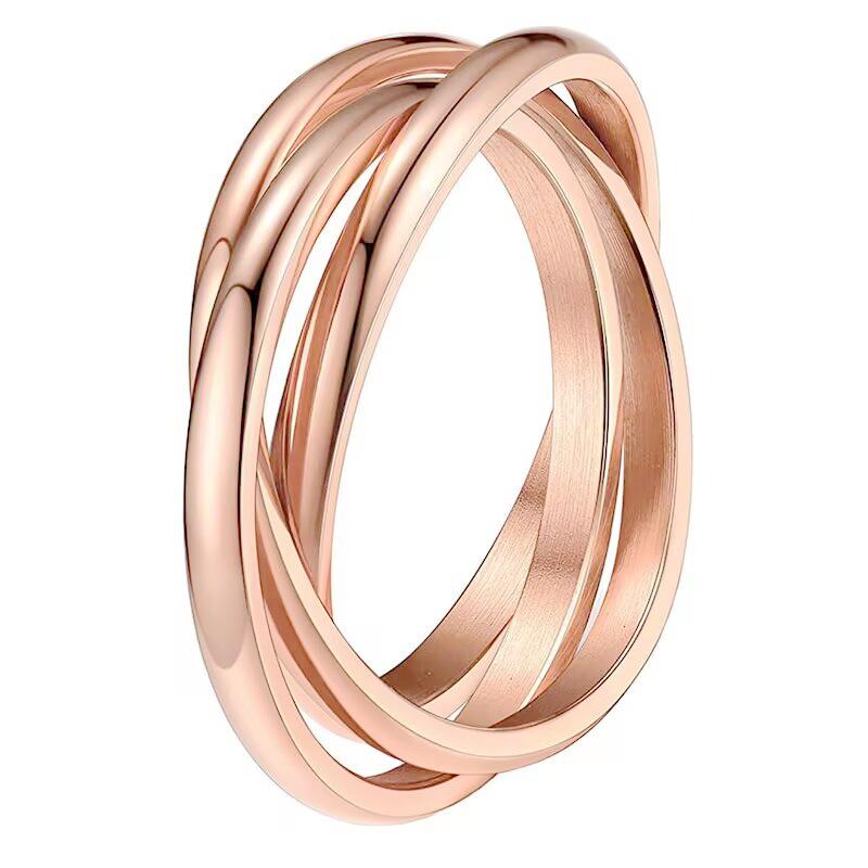 Three Worlds Titanium Steel Couple Ring for Women: Luxurious Modern Style with European and American Influence