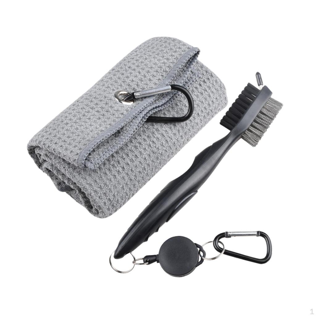 Double Sided Golf Club Brush Towel Golfer Gift Wiping Cloth Cleaning Tool Waffle