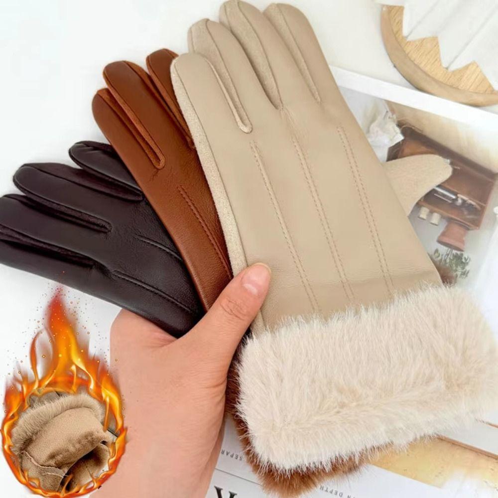 Gants Thermiques Doublés à Écran Tactile pour Femmes Couleur Unie Gants Thermiques d'Hiver pour Femmes Saison Hiver