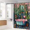 Tropical Flamingo Shower Curtain Jungle Garden Art Pink Bathtub Design Bathroom Decor Waterproof Printed Bath Curtain Home
