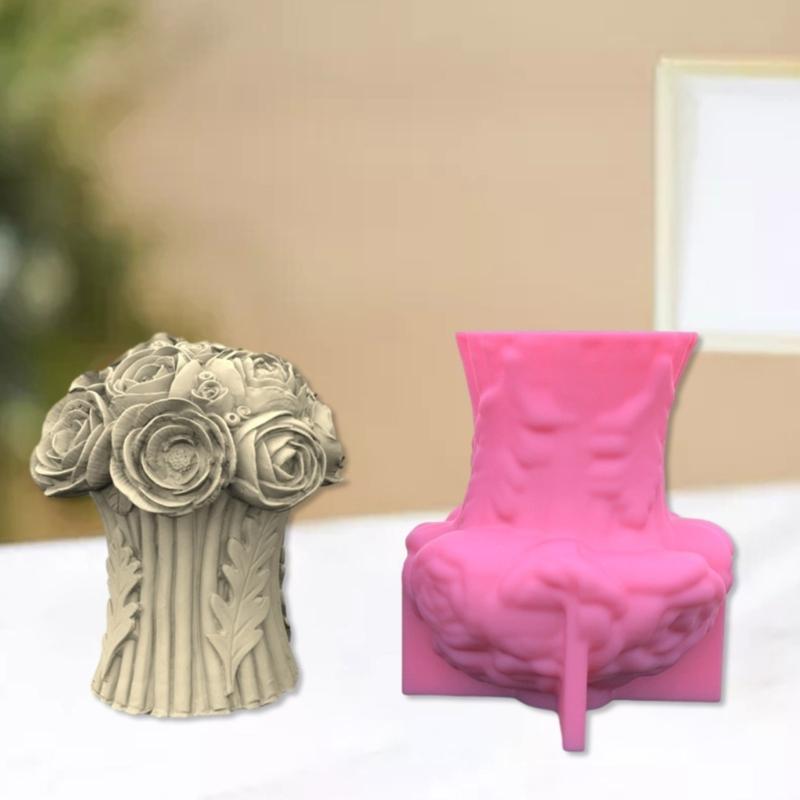 Rose Flower Silicone Molds DIY Crafts Plasters Mold Handmades Scented Candle Mold Table Ornament Mould Easy to Use