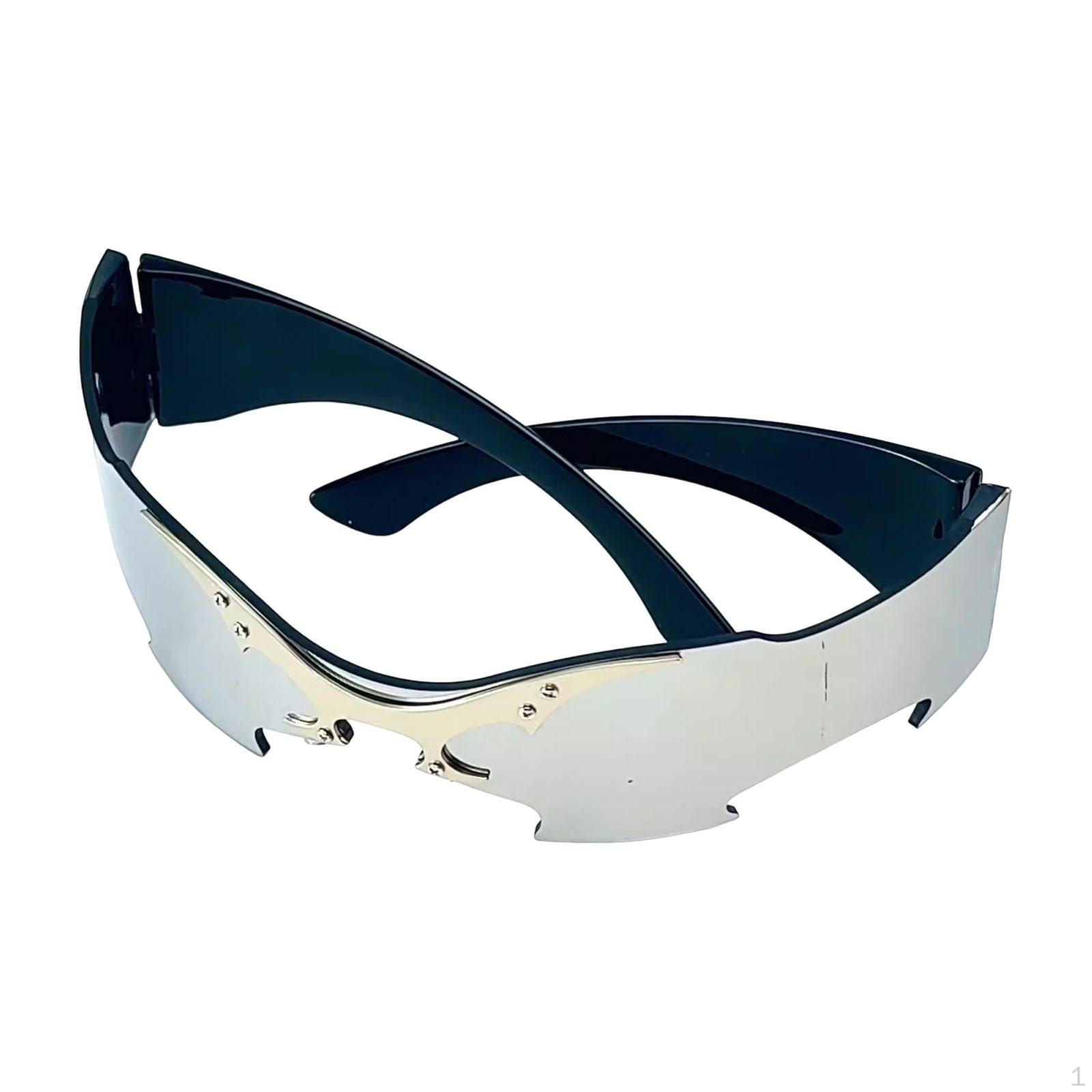 

Безободковые солнцезащитные очки киберпанк для рейва Хэллоуина для взрослых уличные пляжные серебряный