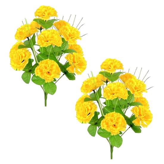 2Pcs Artificial Carnation Realistic 12 Head Fake Silk Flower Wedding Party Indoor Outdoor