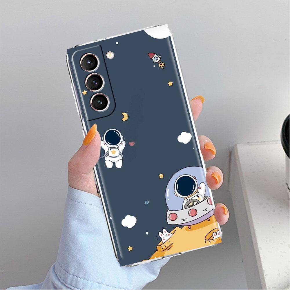 Astronaut Universe Clear Case For Samsung Galaxy S22 S20 FE S21 S10 S9 Plus Note 20 Ultra 10 Lite Transparent Phone Shell
