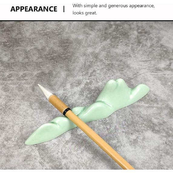 TOYANDONA Calligraphy Brush Holder Rack Paint Ceramic Brush Rest with Wave Design for Chinese Calligraphy Practice Supplies Beginner