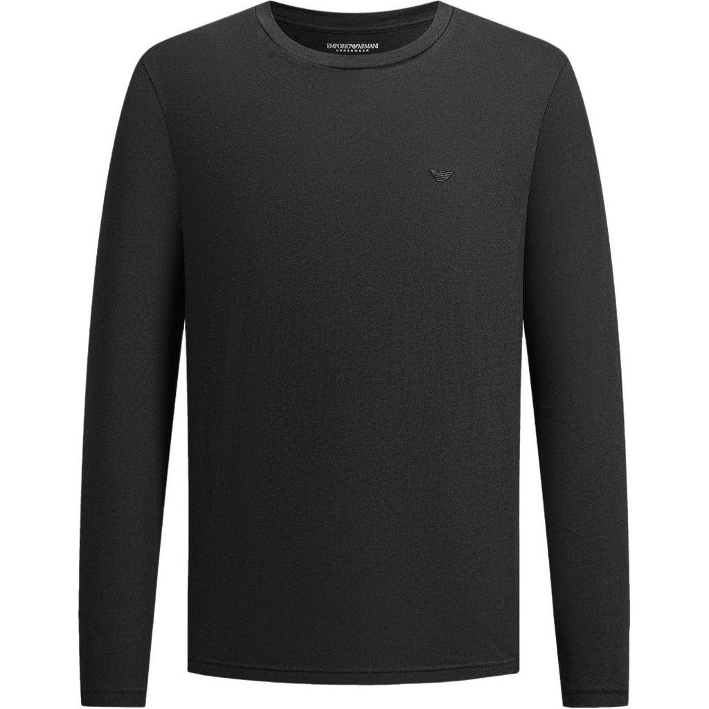 Emporio Armani FW25 Solid Color Cotton Crew Neck Long Sleeve Pullover T-Shirt Men tops EM000382-AF14210-UC001