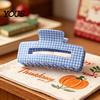 Long Hair Claw Back Head Claw, Hollow Square Large Clip, Plaid Print Accessory Anti-Slip Teeth for Daily Wear Medium