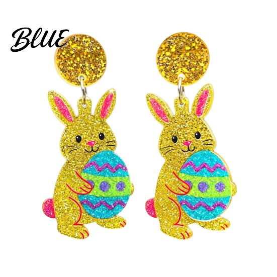 Acrylic Earrings Easter Bunny for Women Glittery and Colorful Rabbit